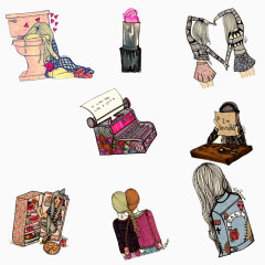 卡通 青春少女 免抠素材