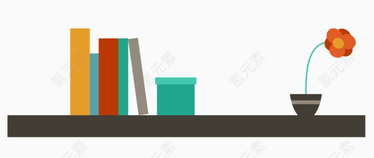 矢量办公桌上的文件夹和小盆栽