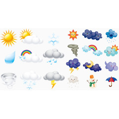 多款可爱卡通天气插件矢量图