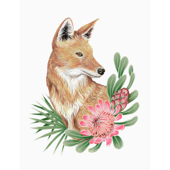 手绘花朵小狗头像