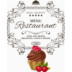 矢量樱桃蛋糕菜单