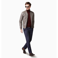 男士修身皮夹克