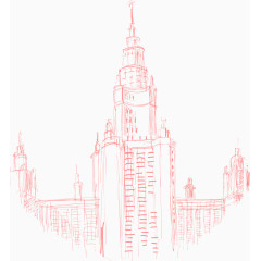 优美的白描欧式建筑