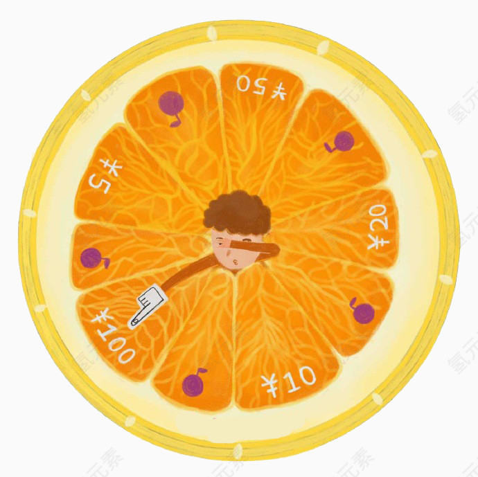卡通橙子时钟