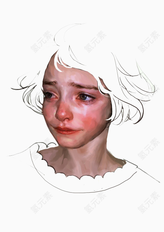 油画手绘女孩头像