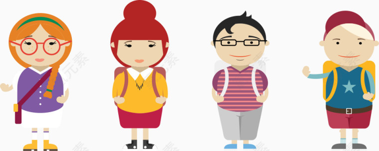 背书包的矢量学生