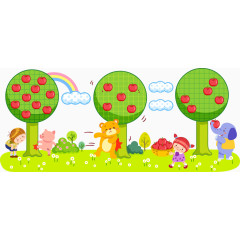 矢量热闹的果园