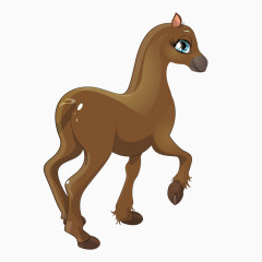 棕色质感卡通小马