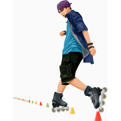 矢量手绘溜冰男子