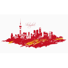 上海手绘彩色城市