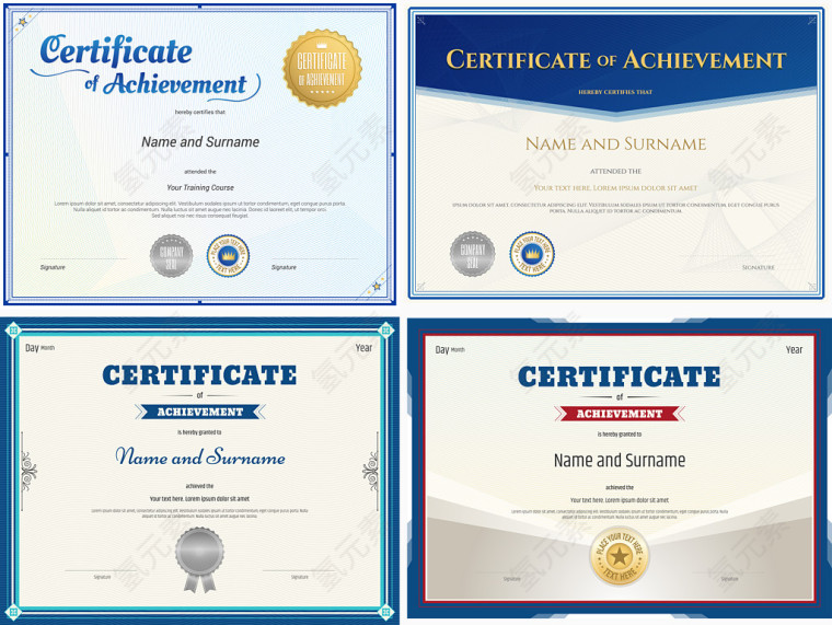 矢量荣誉证书模板