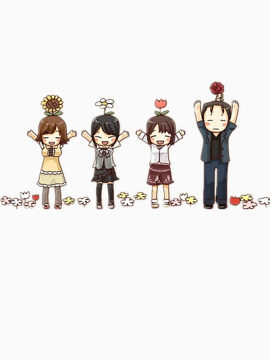 三个女孩和一个男孩