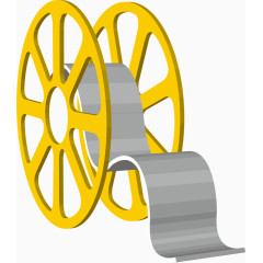 黄色手绘卡通电影胶片矢量