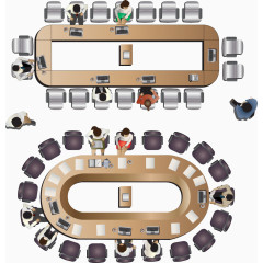 矢量鸟瞰会议桌