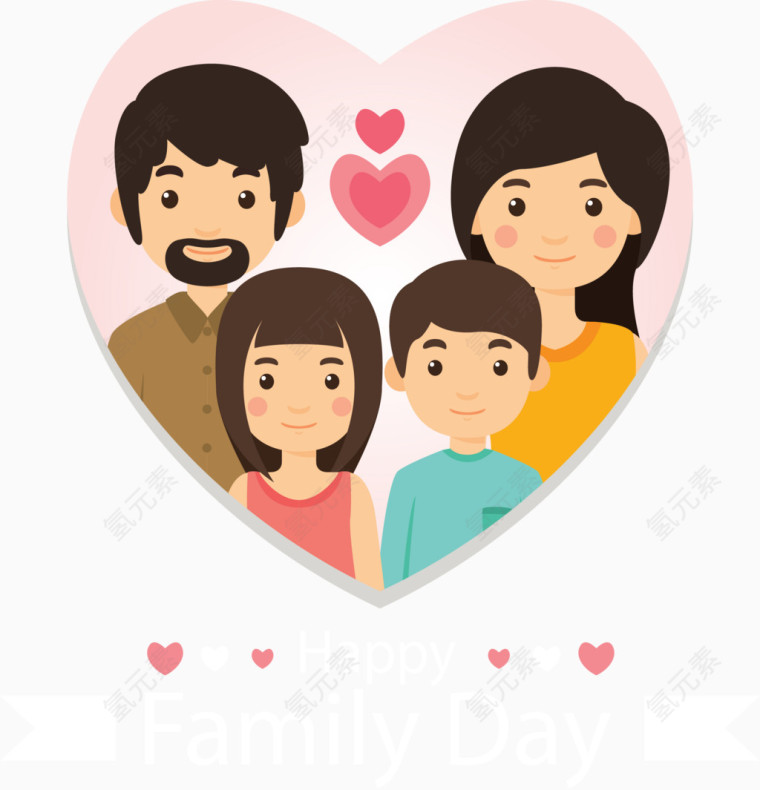 矢量手绘幸福的一家人