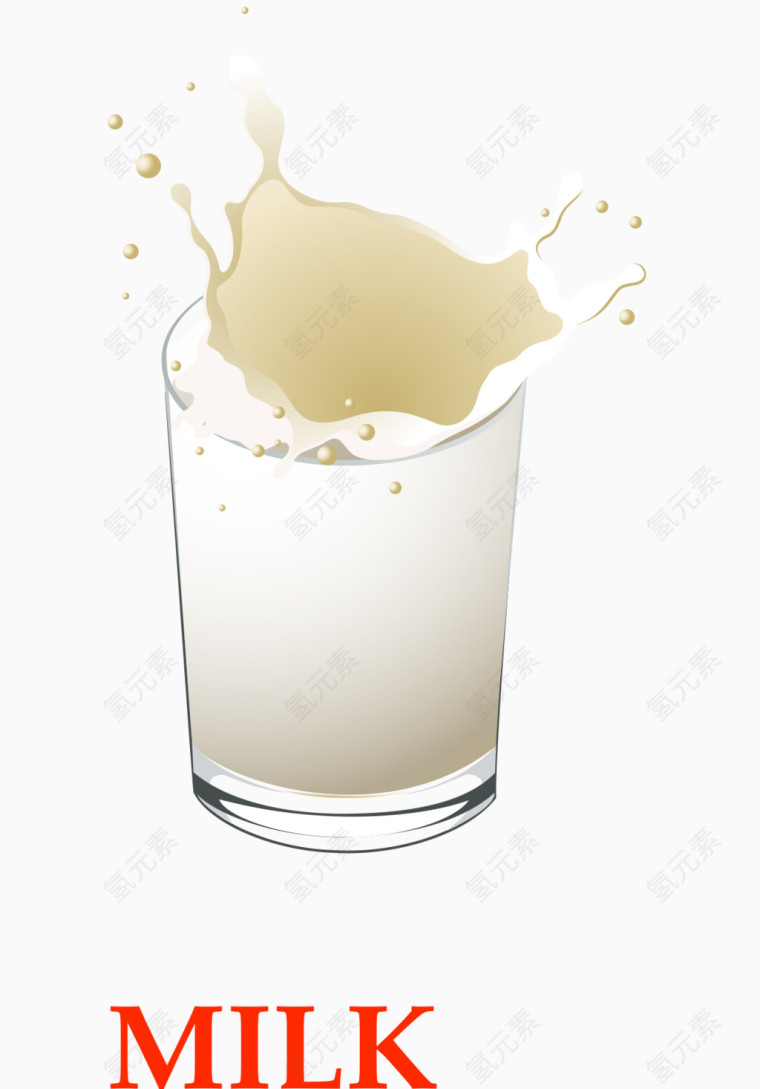 矢量食物插画英文教学牛奶