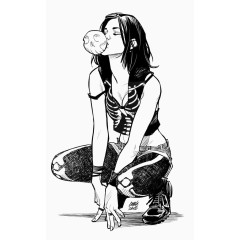 吹泡泡糖的女孩