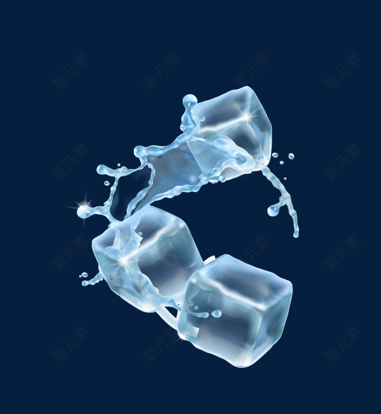 立体冰块水滴
