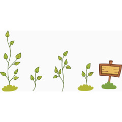 矢量卡通手绘小树与指示牌