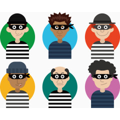 彩色犯人头像矢量