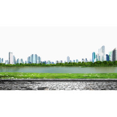 河流公路建筑免抠素材