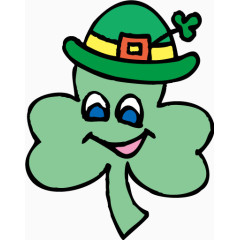 戴帽子的卡通三叶草矢量