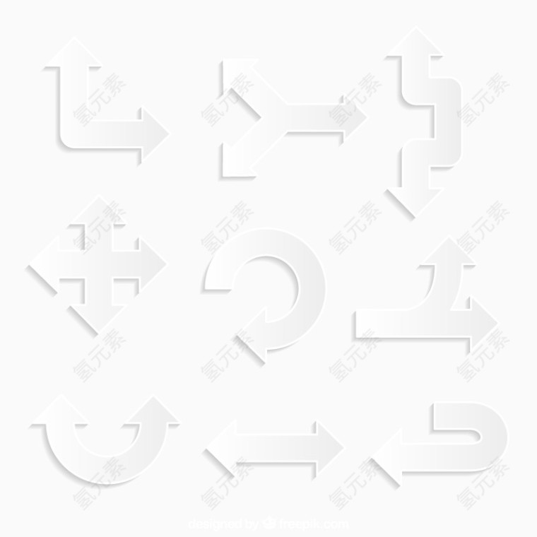 白色纸质箭头设计矢量素
