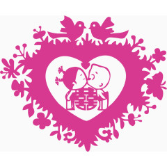 紫色矢量创意爱心窗花