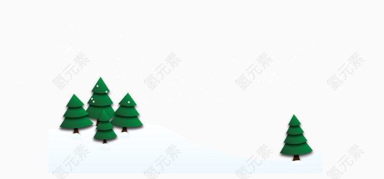 白雪皑皑中的绿松树