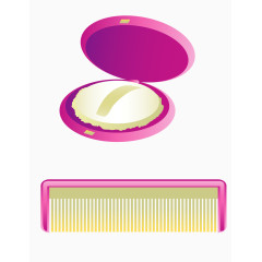 粉色镜子与梳子矢量图
