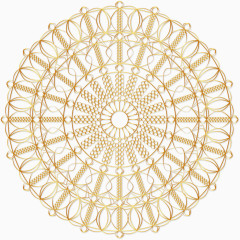 矢量手绘金色圆形花纹图案