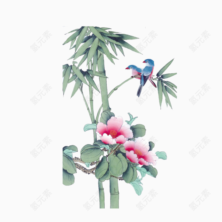 水墨花鸟国风