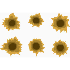 矢量黄色子弹孔