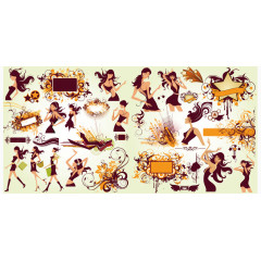 矢量美女花纹插画素材集锦