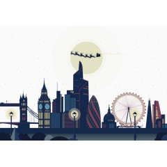 矢量手绘圣诞节夜晚