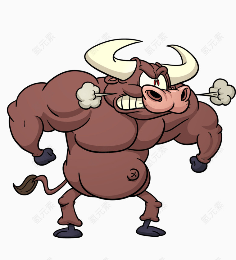 生气的卡通野牛素材
