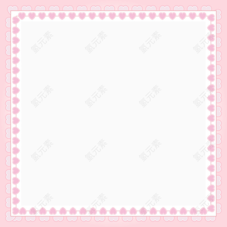 粉色心形装饰方形边框