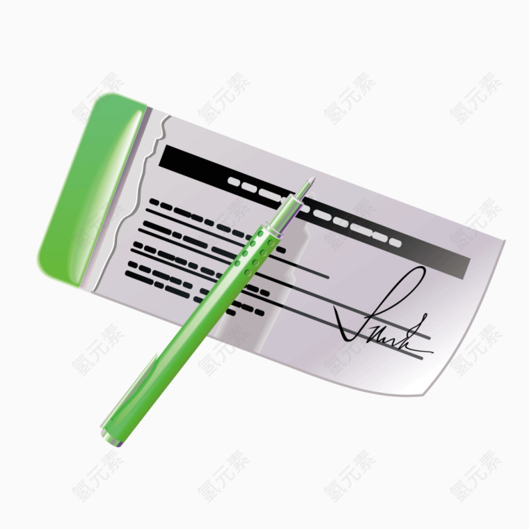矢量圆珠笔支票机票签证