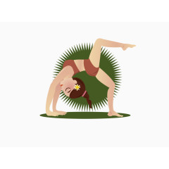 卡通优雅女士练瑜伽素材