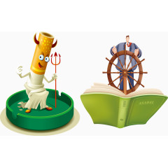 香烟和书本宣传海报