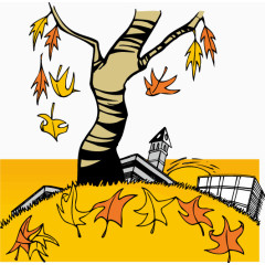 手绘秋天插画枫叶矢量