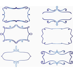 蓝色渐变手绘花边
