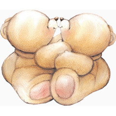 手绘熊抱抱团素材免抠图