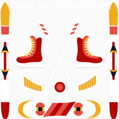 红白色冬季滑雪装备