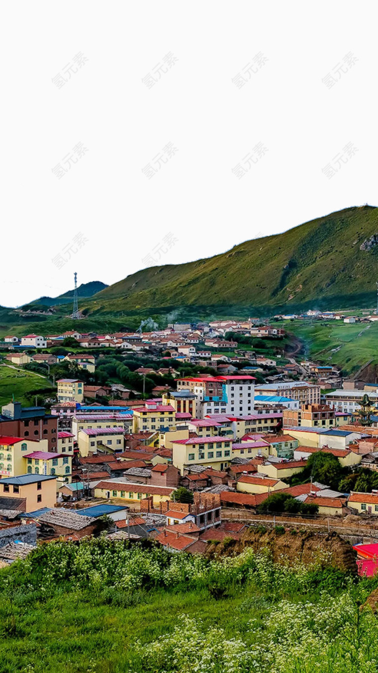 山下盆地里密集的房子