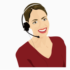 带耳麦的红衣女客服女话务员