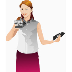 洗照片的女士矢量图