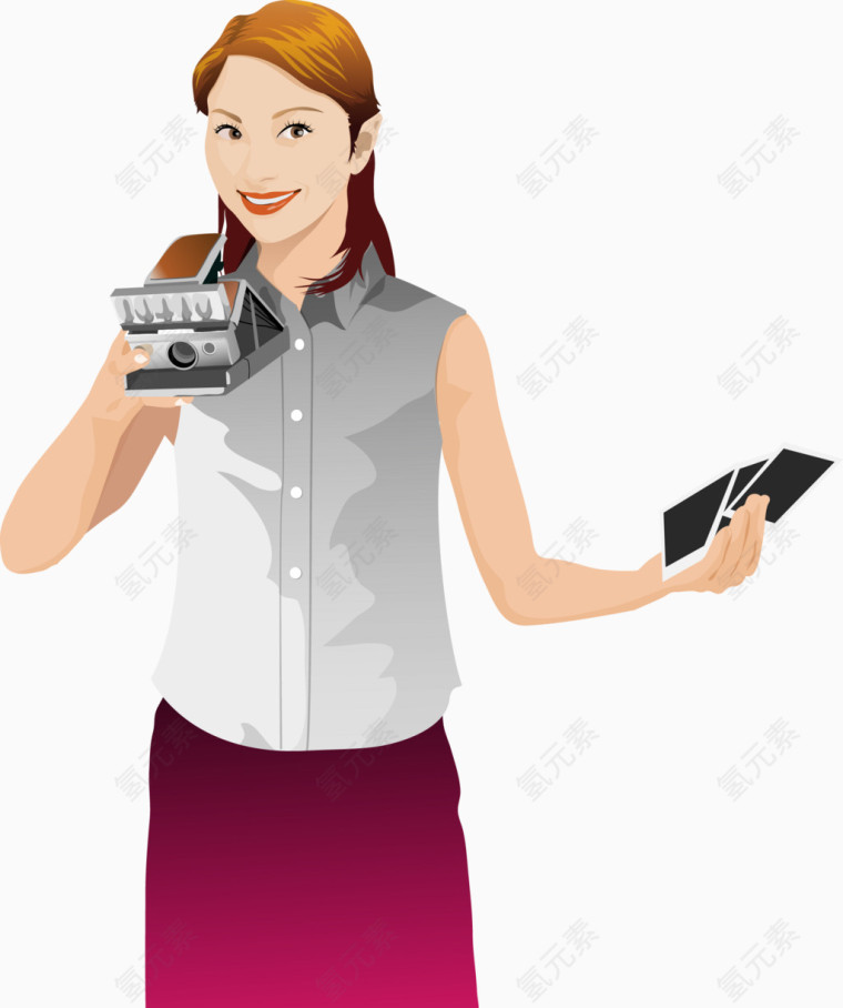 洗照片的女士矢量图