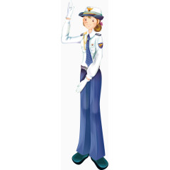 矢量美女交警手绘卡通素材