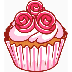 卡通玫瑰花小蛋糕矢量图